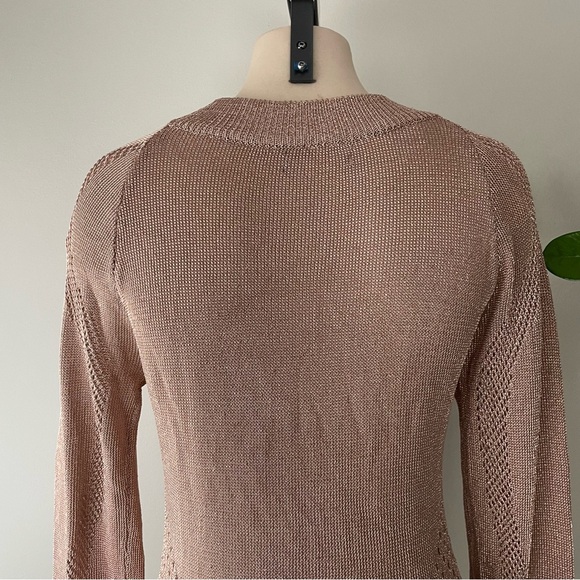 Pretty Little Thing Metallic Knitted Rose Gold Cut Out Maxi Long Dress Pink - Picture 6 of 12